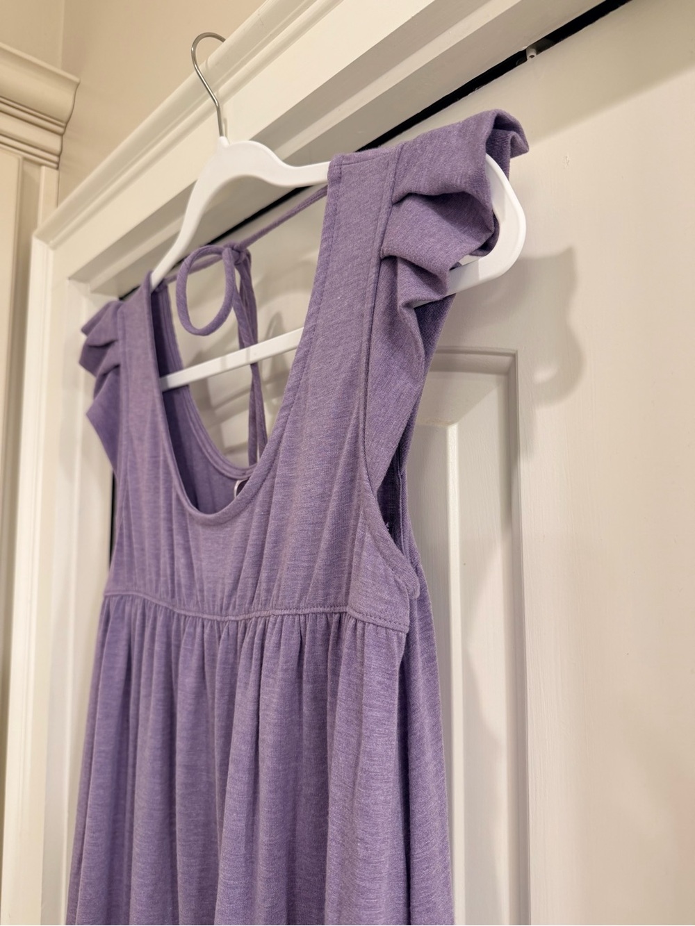 Emerald Lilac Scoop-Neck Flutter Sleeve Knit Dress - Picture 2 of 5
